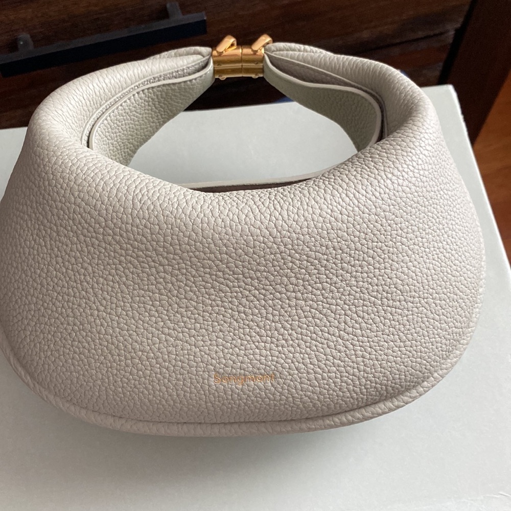 Songmont Pebbled Luna Jade Crescent Hobo Bag with Gold Hardware - Picture 10 of 13